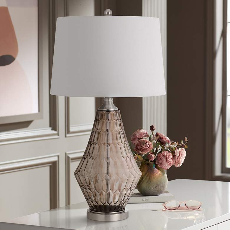 Image 1 Three-Way Conover Smoky Glass Table Lamp