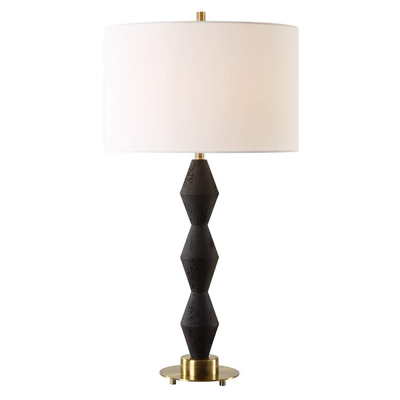 Image 2 Threefold 29 3/4" Black Stone Table Lamp