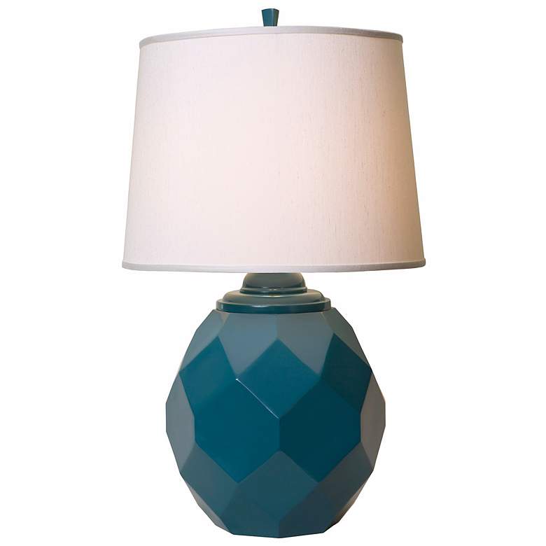 Image 1 Thumprints Jewel Cast Metal Teal Blue Table Lamp
