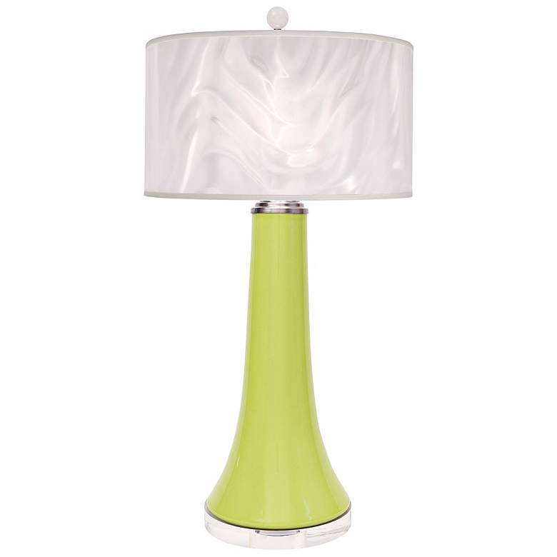 Image 1 Thumprints Juicy Lime Green Glasswirl Shade Table Lamp