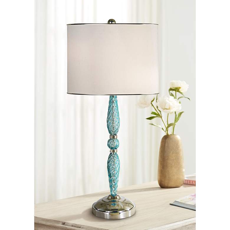 Image 1 Thumprints Juliet 28 1/2 inch Turquoise Blue Blown Glass Table Lamp