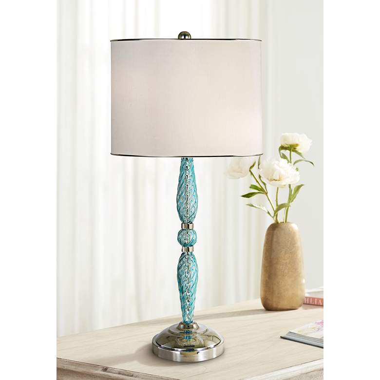 Image 1 Thumprints Juliet 28 1/2" Turquoise Blue Blown Glass Table Lamp