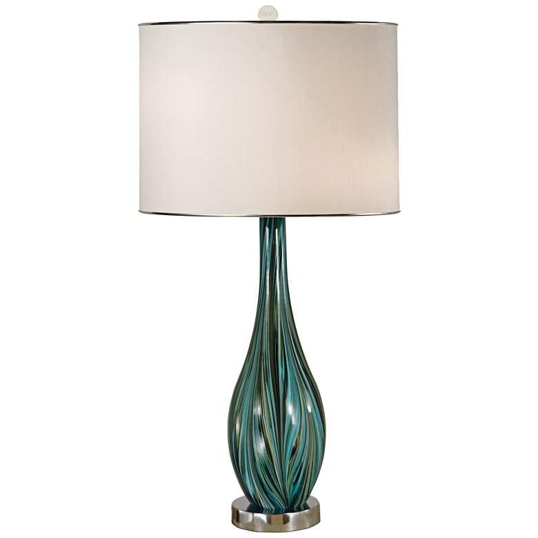 Image 1 Thumprints Seafoam Blown Glass Table Lamp