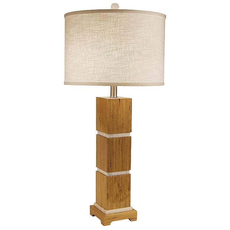 Image 1 Thumprints Tahiti BambooTable Lamp with White Round Shade