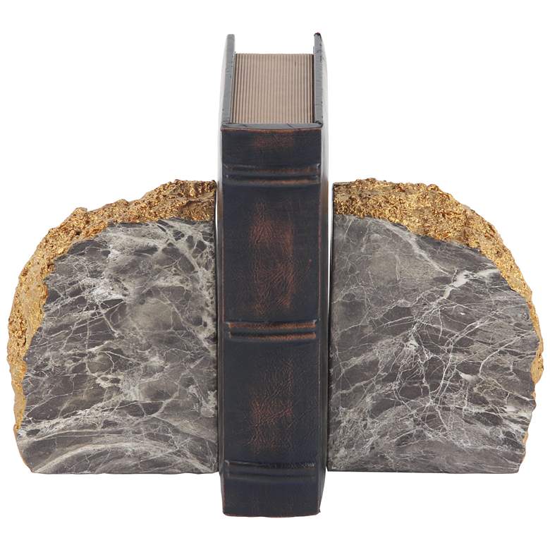 Image 4 Thunder Egg Gray Marble Faux Stone Bookends Set of 2 more views
