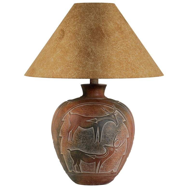 Image 1 Thunder Valley Deer Handcrafted Rustic Western Style Vase Table Lamp