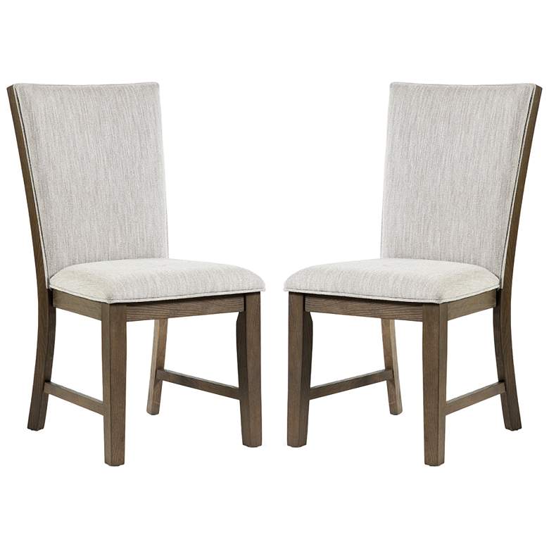 Image 1 Thune Transitional Oak Upholstered Dining Chairs Set of 2