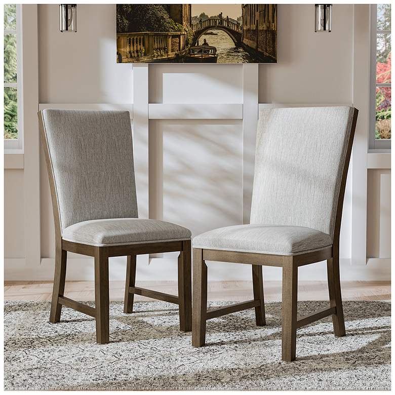 Image 2 Thune Transitional Oak Upholstered Dining Chairs Set of 2 more views