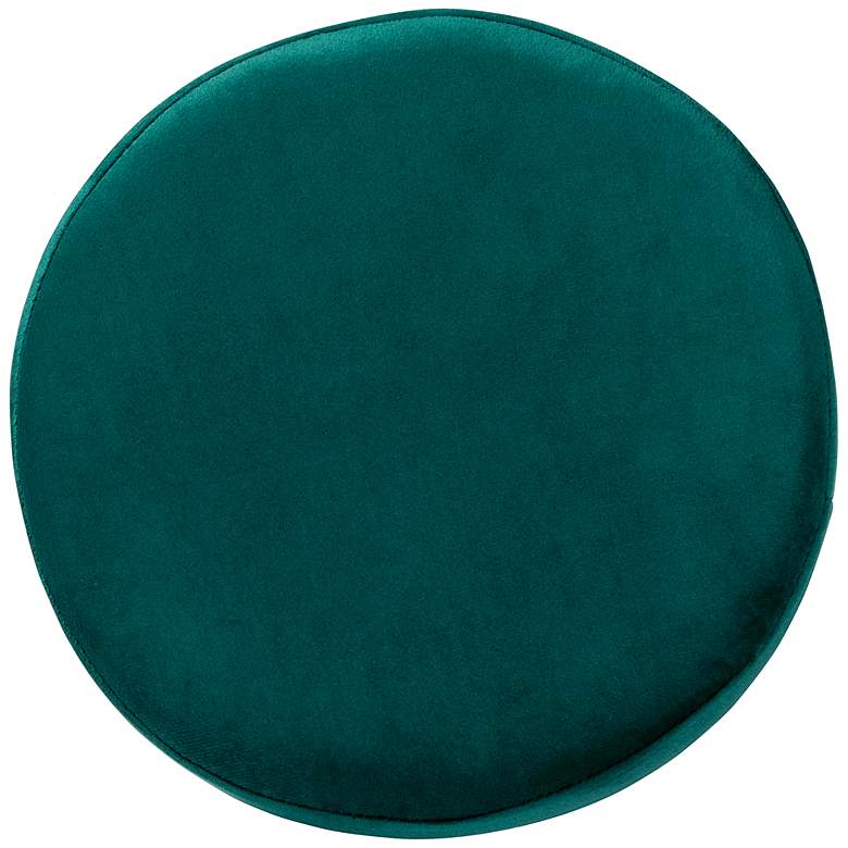 Image 4 Thurman Green Velvet Fabric Round Ottoman more views