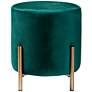 Thurman Green Velvet Fabric Round Ottoman