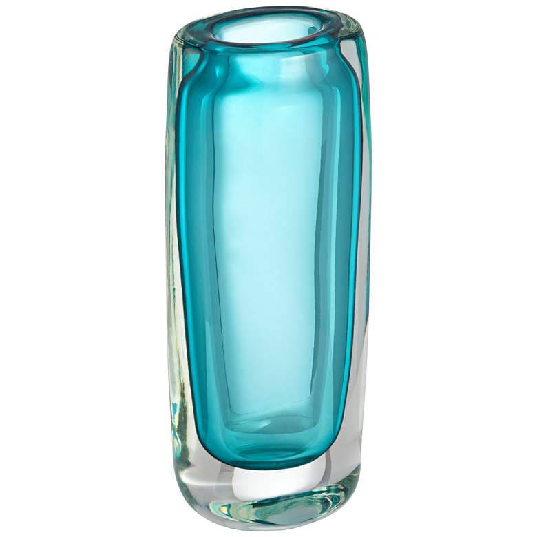 Image 1 Tia 9 1/2" High Green-Blue Modern Glass Vase