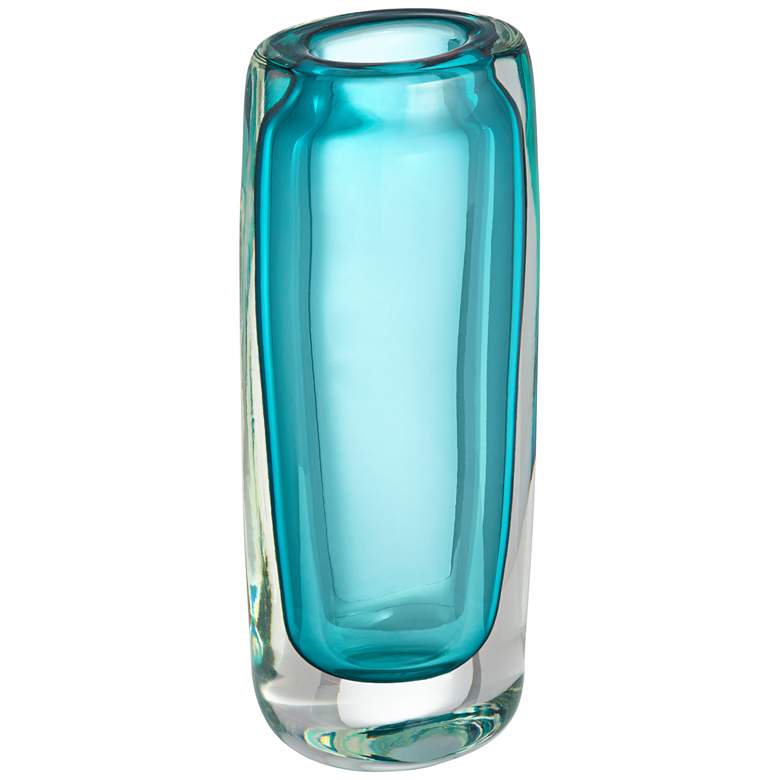 Image 1 Tia 9 1/2 inch High Green-Blue Modern Glass Vase