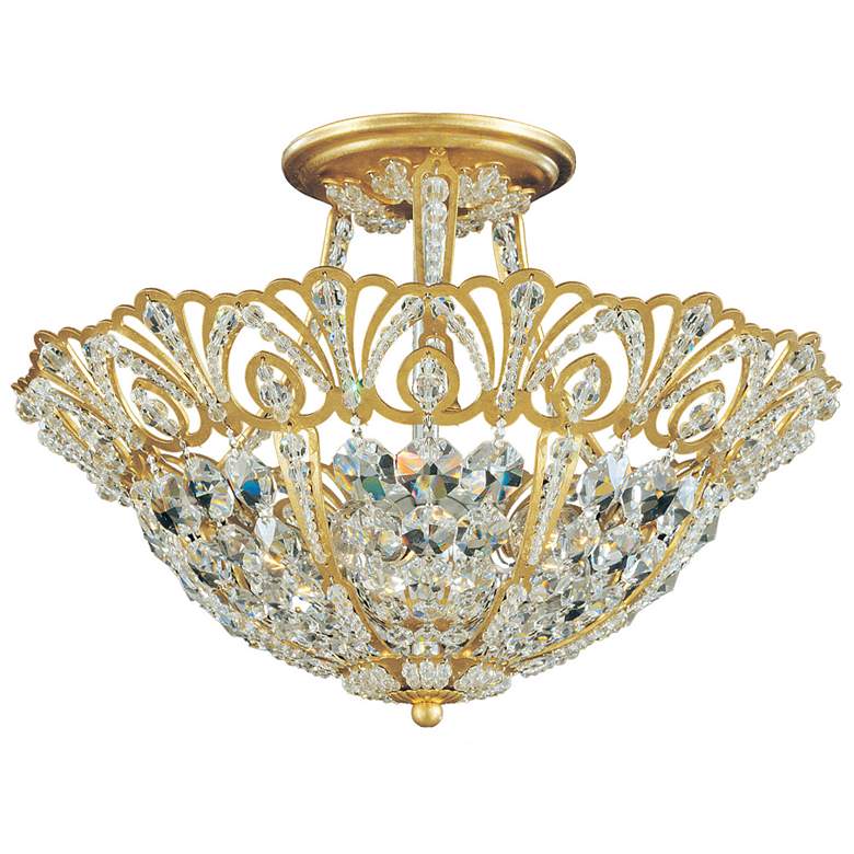 Image 1 Tiara 15 inch Wide Heirloom Gold Clear Crystal Ceiling Light