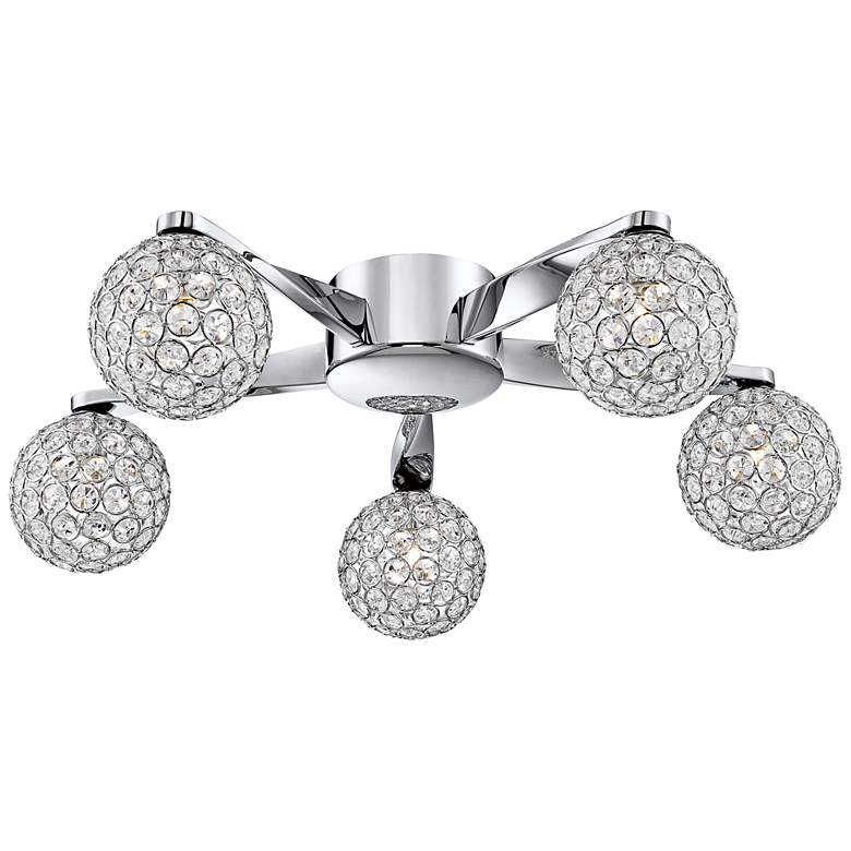 Image 1 Tiara Crystal Sphere 20 inch Wide 5-Light Chrome Ceiling Light