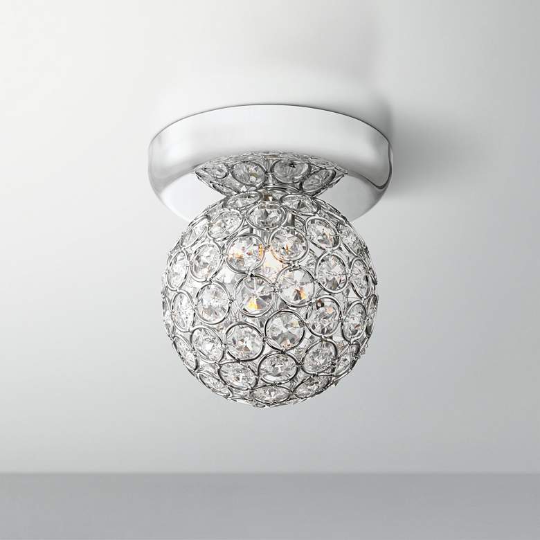 Image 1 Tiara Crystal Sphere 4 1/4 inch Wide Chrome Ceiling Light