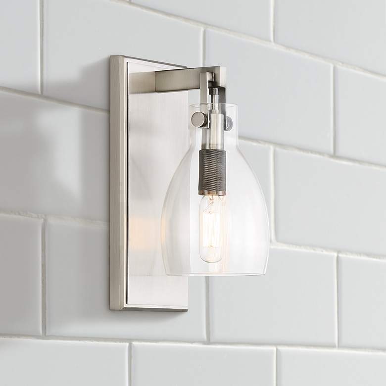 Image 1 Tiberia 10 1/2" High Plated Pewter Metal Wall Sconce