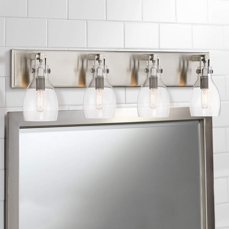 Image 1 Tiberia 30 1/2" Wide Plated Pewter Metal 4-Light Bath Light