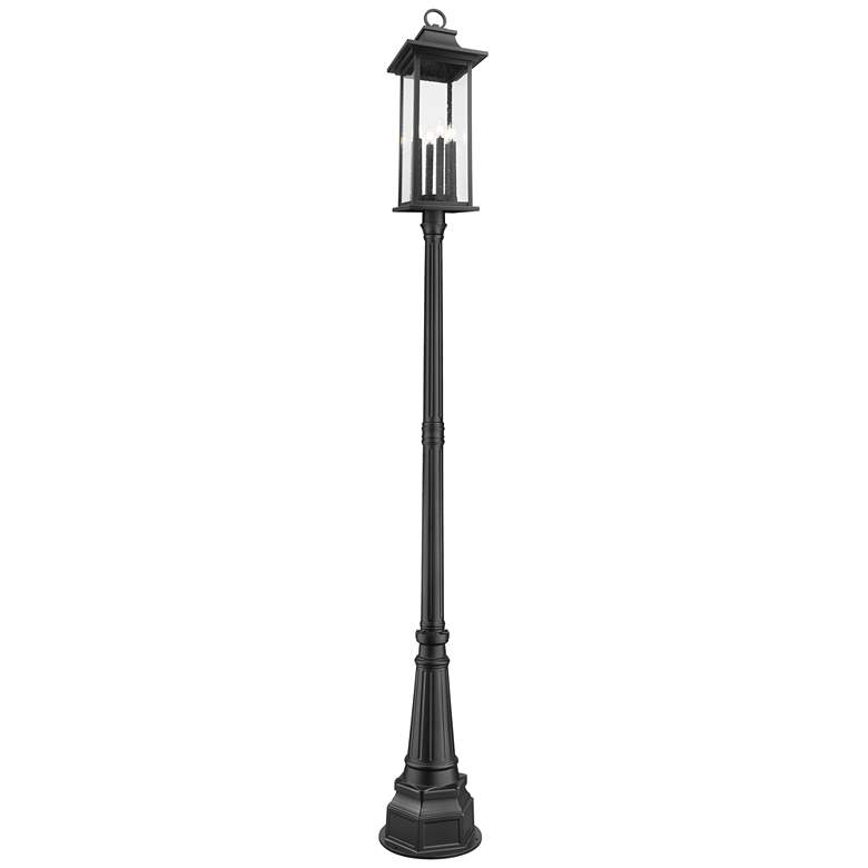 Image 1 Tiberius by Z-Lite Black 14.25 inch 6 Light Outdoor Post Mounted Fixture