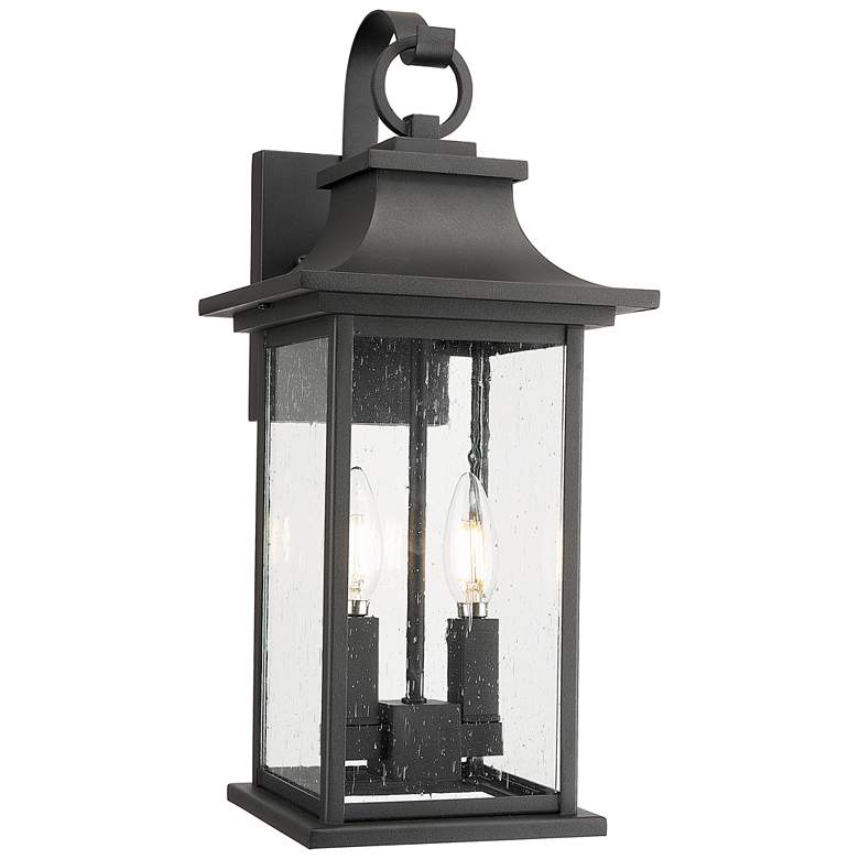 Image 1 Tiberius by Z-Lite Black 8.75 inch 2 Light Outdoor Wall Light