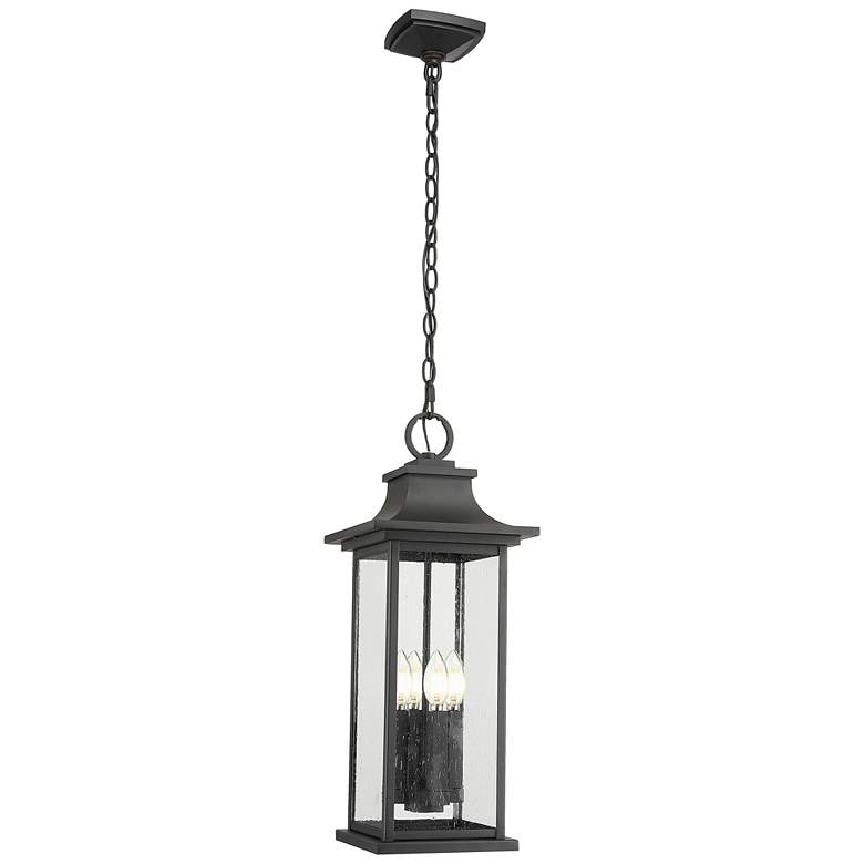 Image 1 Tiberius by Z-Lite Black 9 inch 4 Light Outdoor Chain Mount Ceiling Fixture