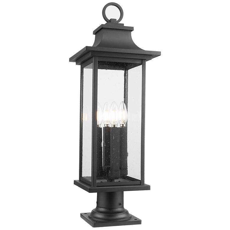 Image 1 Tiberius by Z-Lite Black 9 inch 4 Light Outdoor Pier Mounted Fixture
