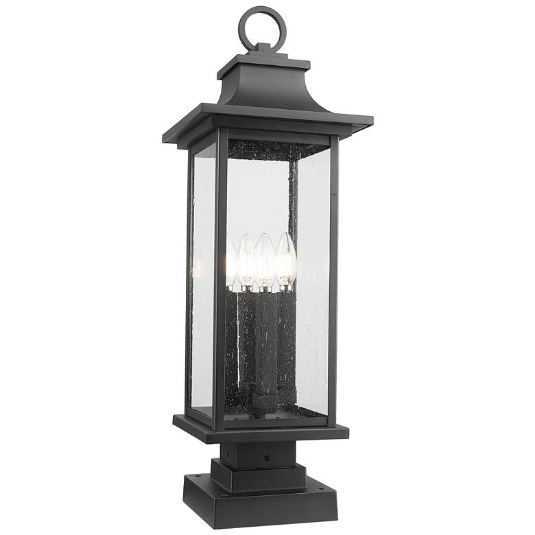 Image 1 Tiberius by Z-Lite Black 9 inch 4 Light Outdoor Pier Mounted Fixture