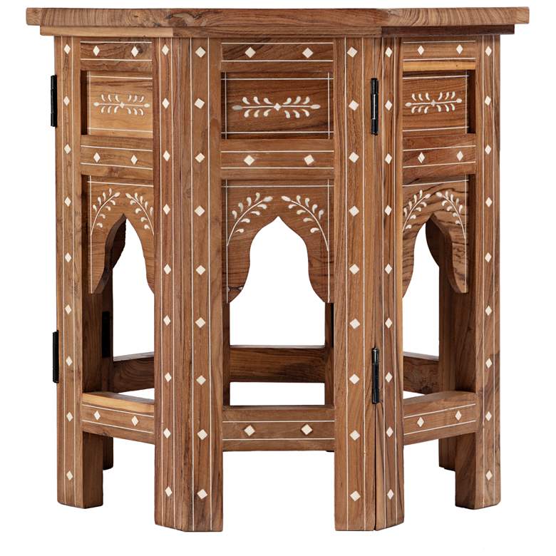 Image 3 Tibet 20" Wide Wood and Bone Inlay Octagonal Accent Table more views