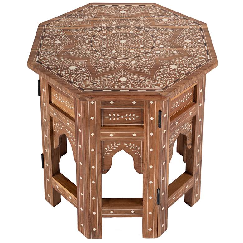 Image 4 Tibet 20" Wide Wood and Bone Inlay Octagonal Accent Table more views