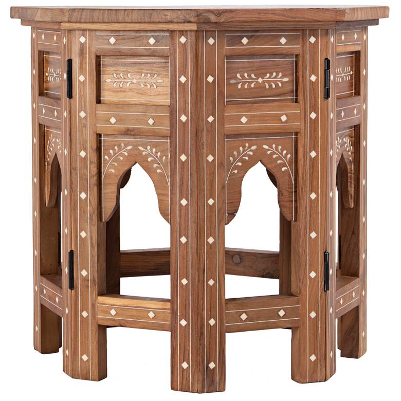 Image 5 Tibet 20" Wide Wood and Bone Inlay Octagonal Accent Table more views