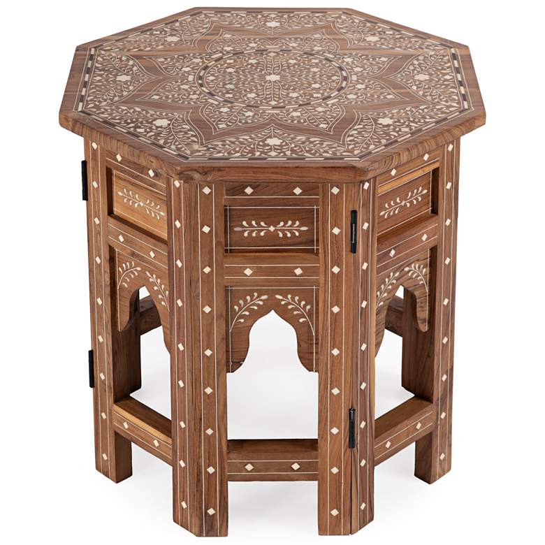 Image 6 Tibet 20" Wide Wood and Bone Inlay Octagonal Accent Table more views