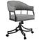 Tibet Swivel Rolling Dining Chair in Iron and Vintage Gray Faux Leather