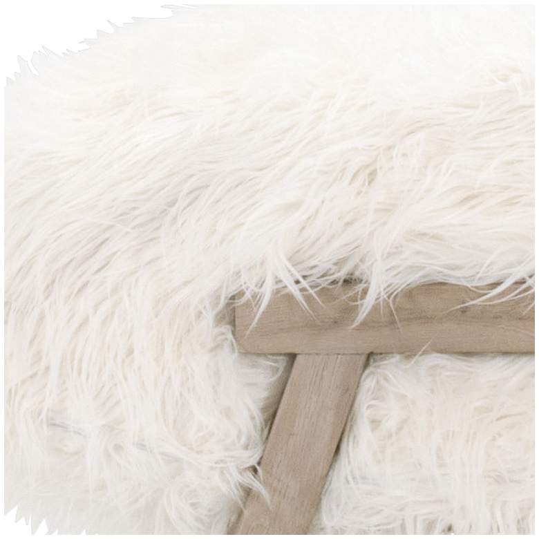 Image 2 Tibet White Fur Accent Ottoman more views