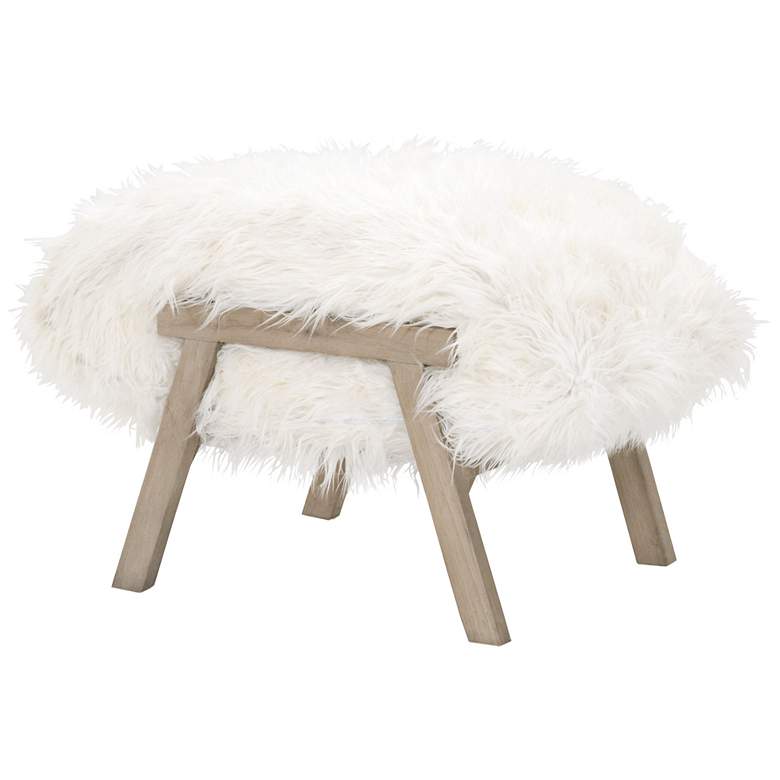 Image 3 Tibet White Fur Accent Ottoman more views