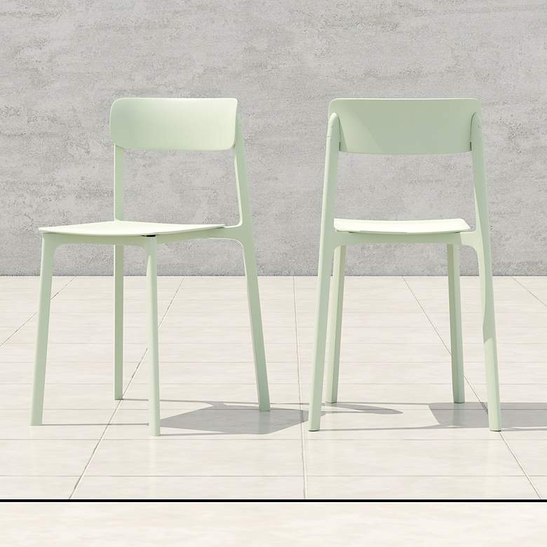 Image 1 Tibo Mint Stackable Indoor/Outdoor Side Chairs Set of 2