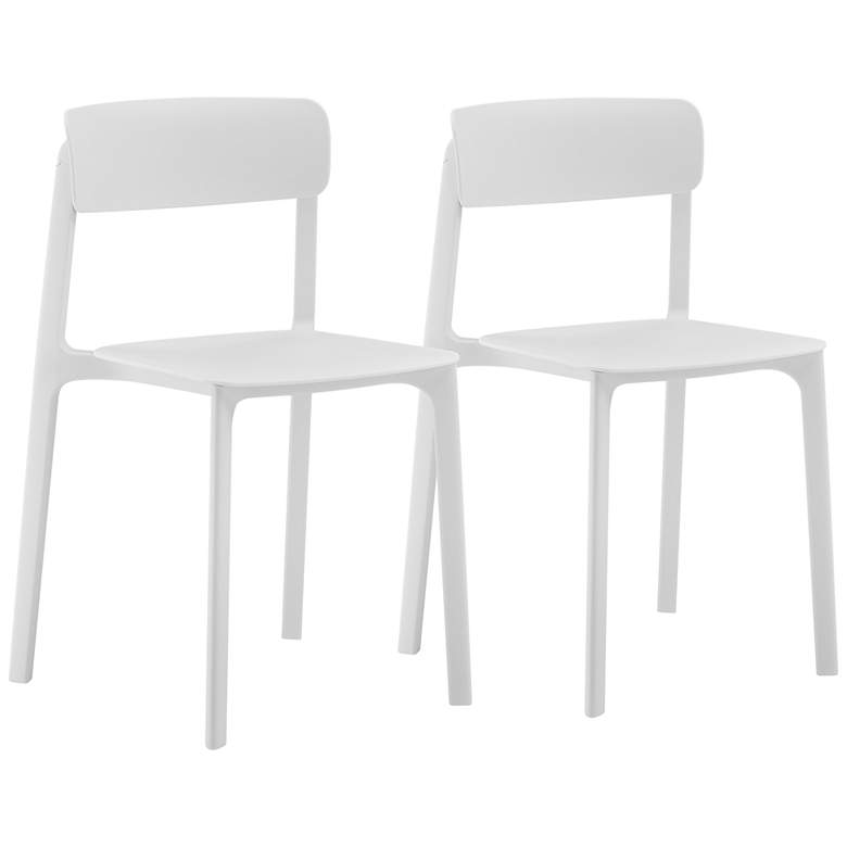 Image 2 Tibo White Stackable Indoor/Outdoor Side Chairs Set of 2