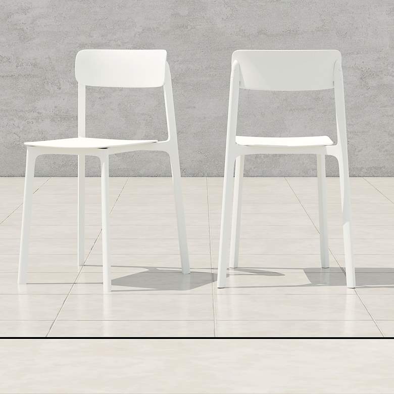 Image 1 Tibo White Stackable Indoor/Outdoor Side Chairs Set of 2
