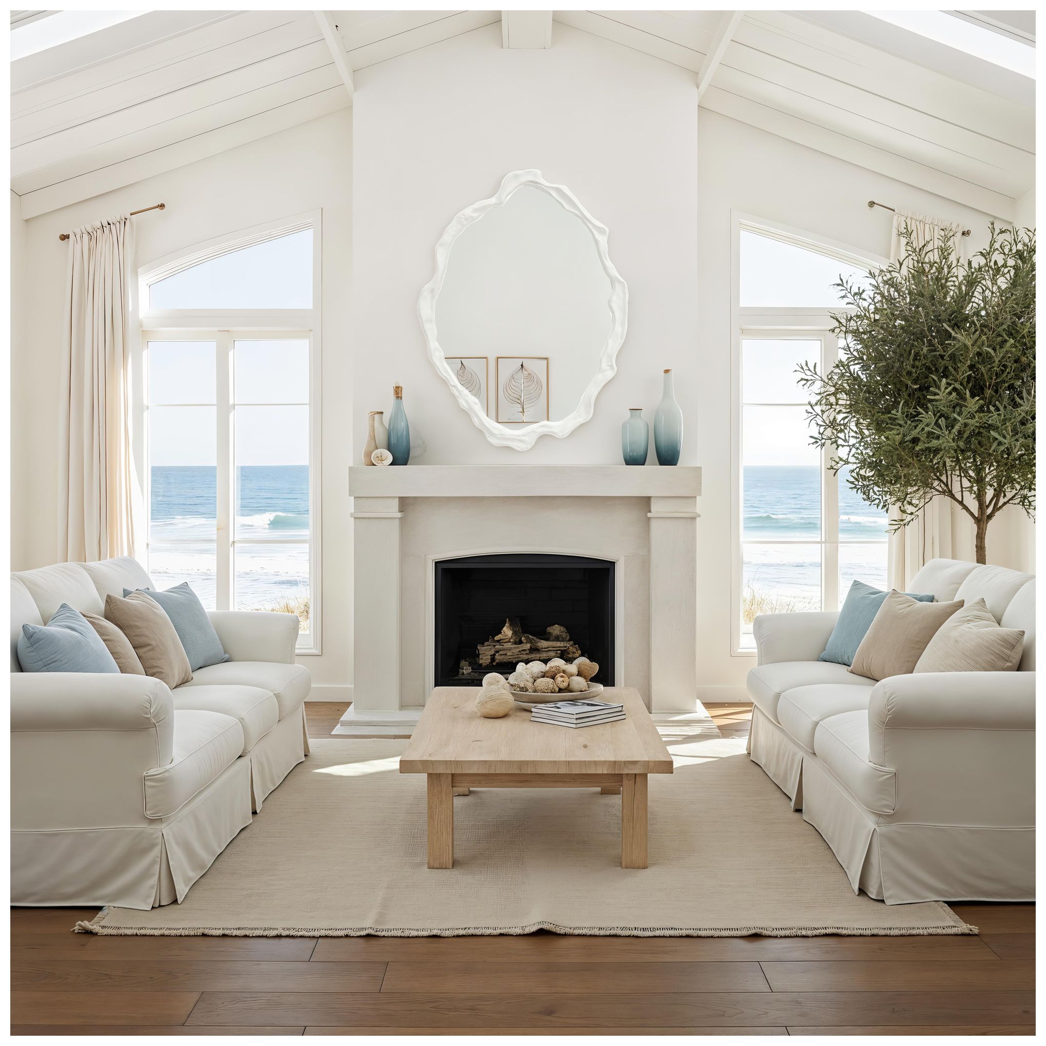 Image 2 Tida 40" Tall Irregular Mirror, Matte White more views