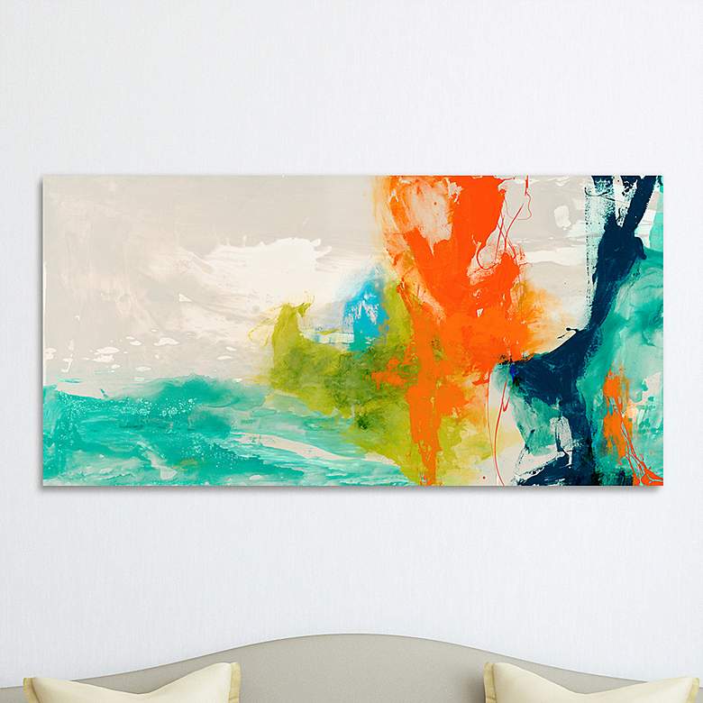 Image 2 Tidal Abstract 1 48" Wide Tempered Glass Graphic Wall Art