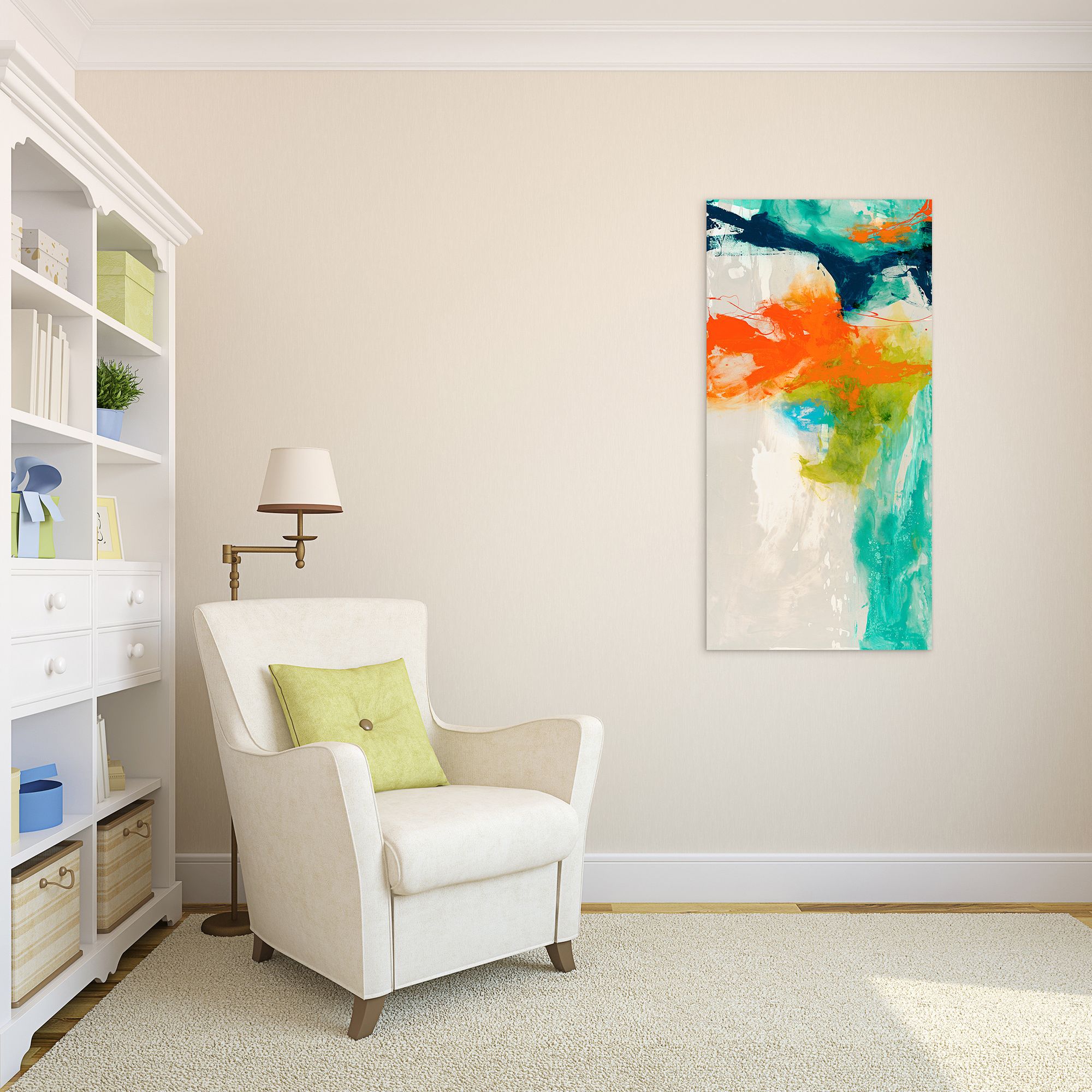 Tidal Abstract 1 48" Wide Tempered Glass Graphic Wall Art in scene