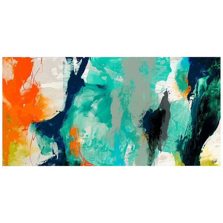 Image 3 Tidal Abstract 2 48" Wide Tempered Glass Graphic Wall Art
