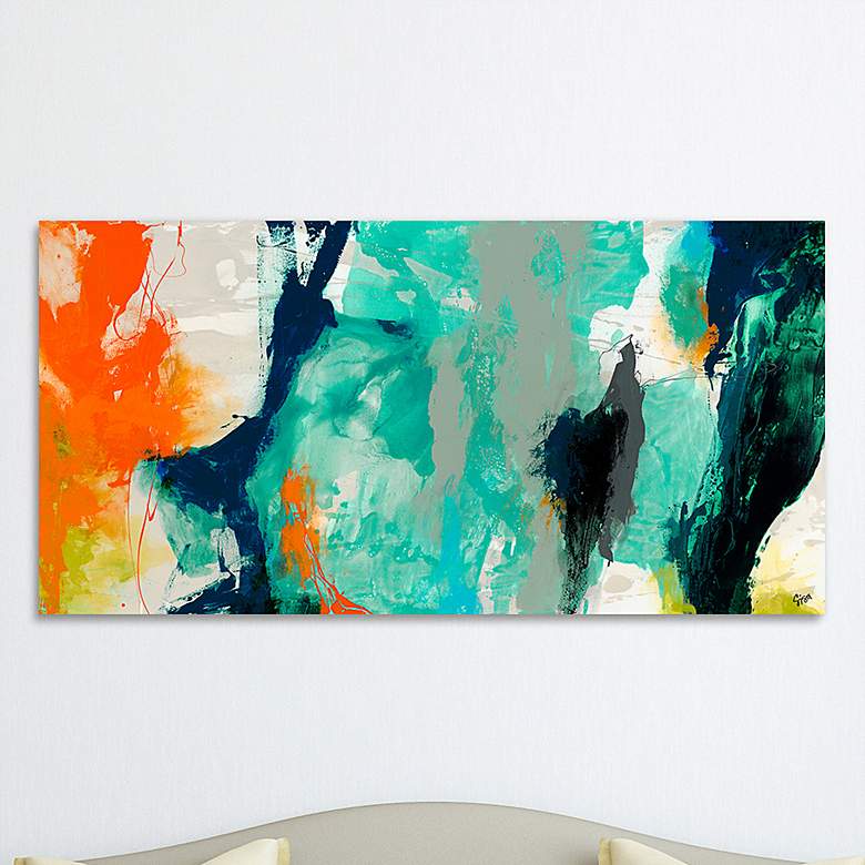 Image 2 Tidal Abstract 2 48" Wide Tempered Glass Graphic Wall Art