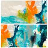 Tidal Abstract 48&quot; Wide 2-Piece Glass Graphic Wall Art Set