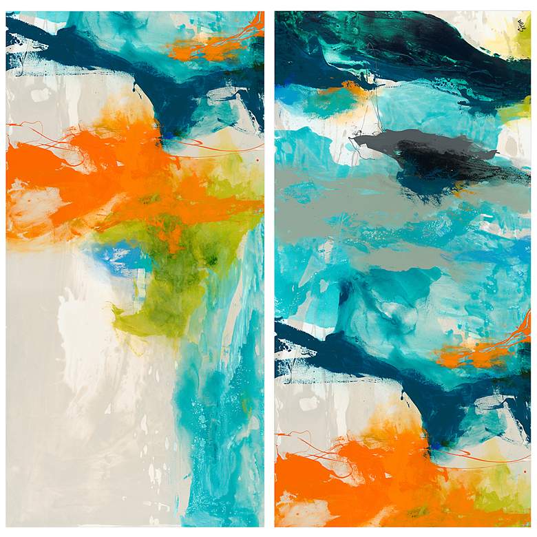 Image 7 Tidal Abstract 48" Wide 2-Piece Glass Graphic Wall Art Set more views