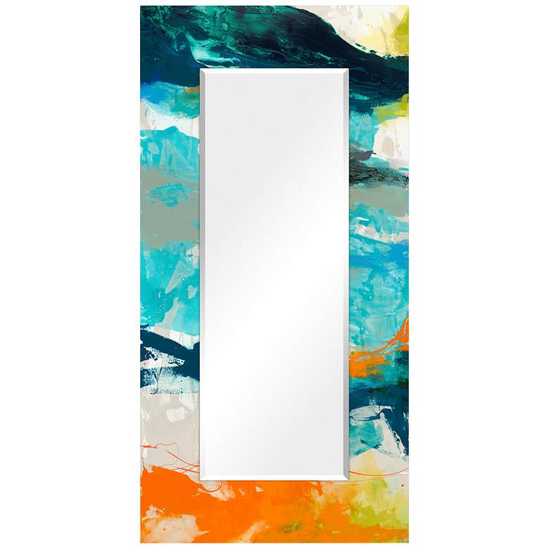 Image 3 Tidal Abstract Art Glass 36 inch x 72 inch Rectangular Wall Mirror
