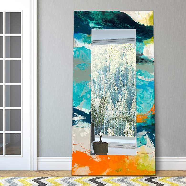 Image 2 Tidal Abstract Art Glass 36" x 72" Rectangular Wall Mirror