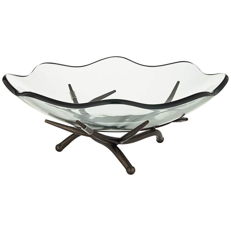 Image 1 Tidalist Black Metal and Clear Glass Wave Decorative Bowl