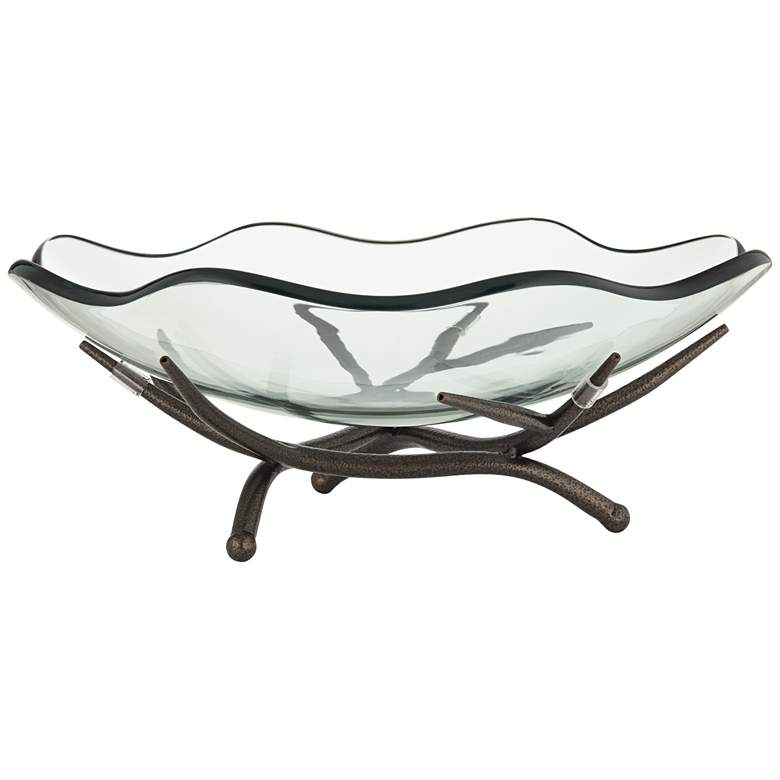 Image 4 Tidalist Black Metal and Clear Glass Wave Decorative Bowl more views