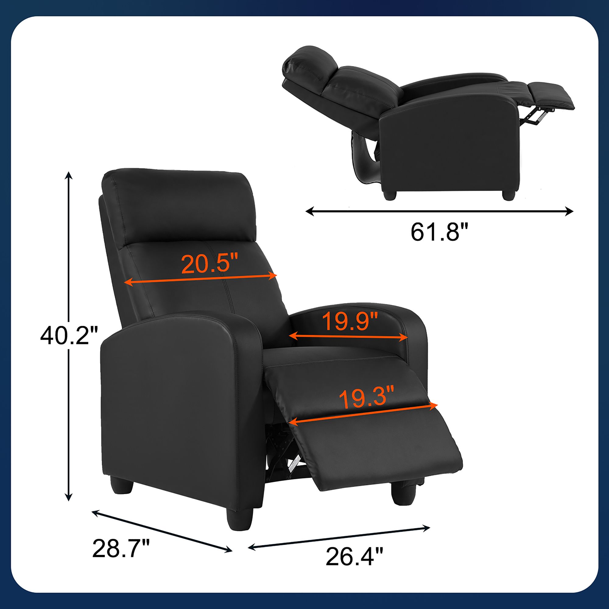 Tidur Black Faux Leather Massage Recliner Chair