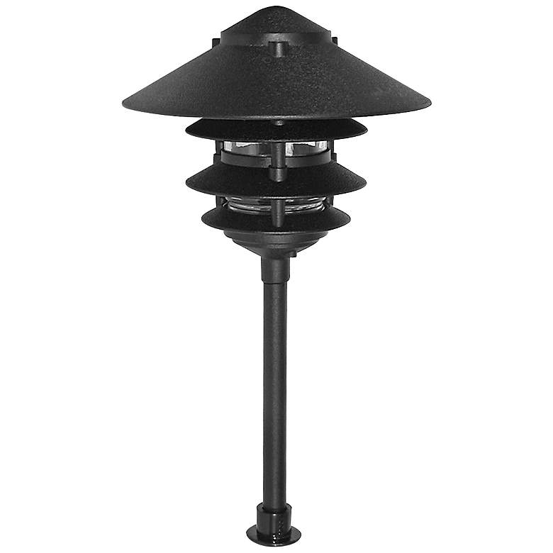 Image 1 Tiered Black Texture Finish 18 inch High Modern LED Landscape Path Light