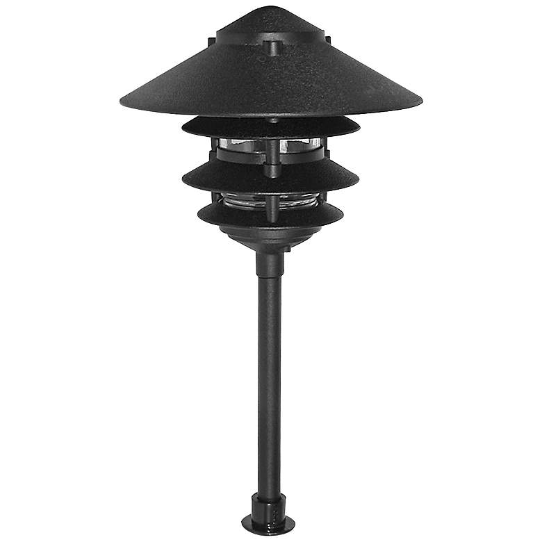 Image 1 Tiered Black Texture Finish 18" High Modern LED Landscape Path Light
